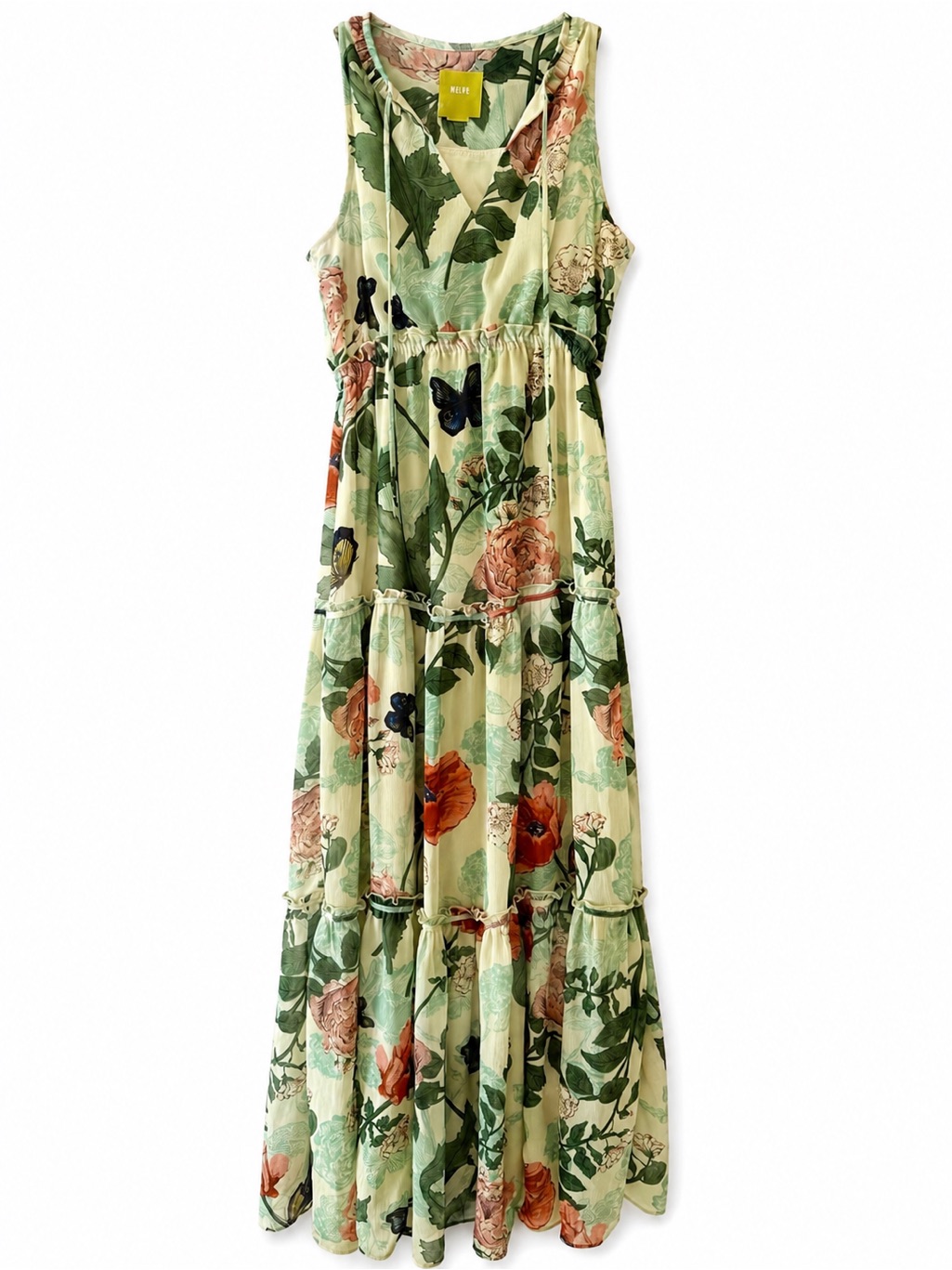 Maeve Anthropologie Floral Butterfly Maxi Dress Size 0p